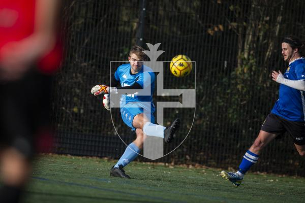 Picture by Luke Le Prevost. 02-12-23.
Priaulx League football action at the KGV - Rangers v Alderney