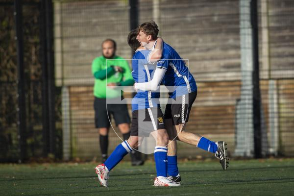 Picture by Luke Le Prevost. 02-12-23.
Priaulx League football action at the KGV - Rangers v Alderney