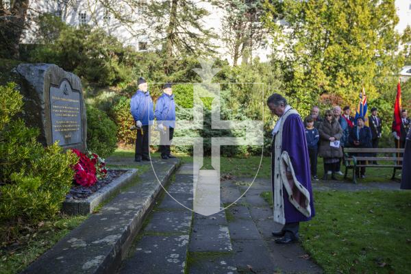 Picture by Luke Le Prevost. 03-12-23.
Royal Guernsey Light Infantry (RGLI) Annual Parade & Remembrance Service at the Sunken Gardens. The Bailiff, Richard McMahon lays a wreath for the people of Guernsey
