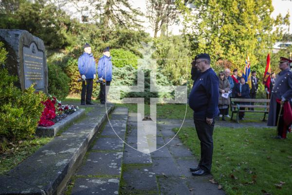 Picture by Luke Le Prevost. 03-12-23.
Royal Guernsey Light Infantry (RGLI) Annual Parade & Remembrance Service at the Sunken Gardens. Martin Proudlove lays a wreath for the RGLI charitable trust