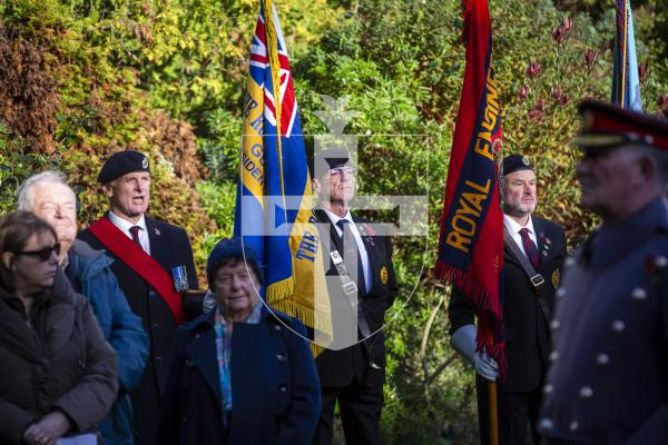 Picture by Luke Le Prevost. 03-12-23.
Royal Guernsey Light Infantry (RGLI) Annual Parade & Remembrance Service at the Sunken Gardens. Standard bearers