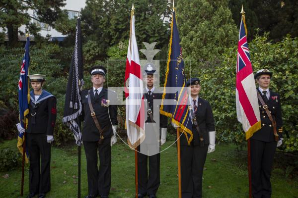 Picture by Luke Le Prevost. 03-12-23.
Royal Guernsey Light Infantry (RGLI) Annual Parade & Remembrance Service at the Sunken Gardens. Standard bearers