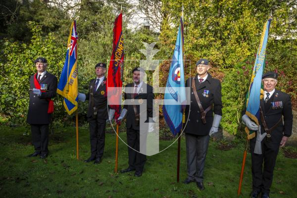 Picture by Luke Le Prevost. 03-12-23.
Royal Guernsey Light Infantry (RGLI) Annual Parade & Remembrance Service at the Sunken Gardens. Standard bearers