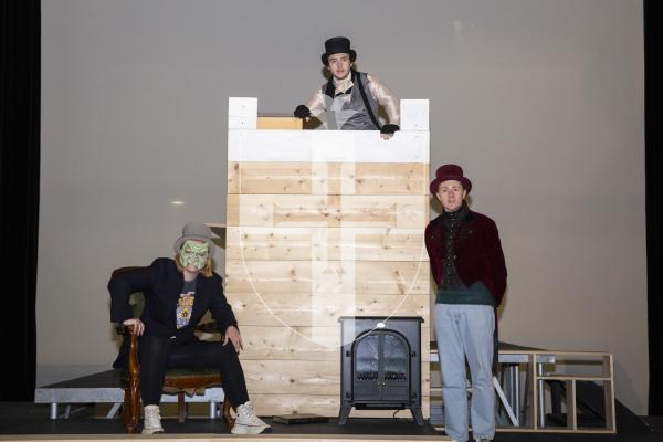 Picture by Luke Le Prevost. 01-12-23.
Tin Whistle Productions are putting on the christmas play 'Cratchit' at the Performing Arts Centre. L-R Ruby Tapp, Harry Giubileo and Jacob Backhouse.
