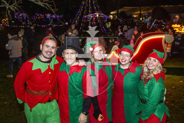 Picture by Luke Le Prevost. 06-12-23.
Winter Wonderland 2023 hosted at the Bachmann's home Les Ruettes Cottage, St Saviours. The event is sponsored by Specsavers, and raises money for the Lions Club of Guernsey and Autism Guernsey. L-R Specsavers volunteers Paul Ainsworth, Tom Bradshaw, Nicola Gibbons, Faye Peers and Amy O'Brien