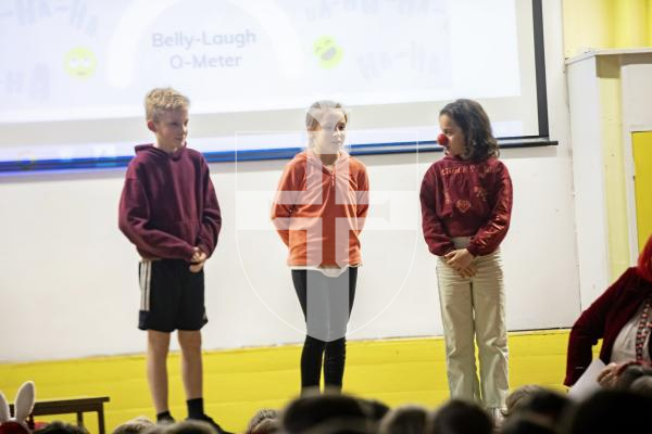 Picture by Sophie Rabey.  15-03-24.  St Martins Primary School were celebrating and raising money for Comic Relief on Red Nose Day.  The school had an assembly where 3 students from each year group read out their favourite joke.
Year 5 L-R Alexander Jooste (10), Fabiana Mercer (10) and Madison Crouse (9).
