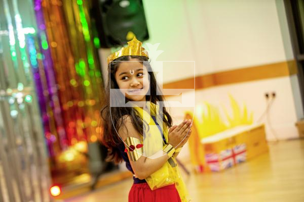Picture by Sophie Rabey.  16-03-24.  Holi - Festival of Colours - celebration at Cobo Community Centre.  A series of perfomances were played out to explain the story of the famous Hindu festival.
Sanvi Singh (6).