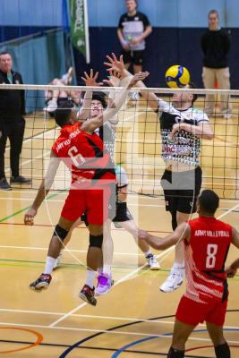 Picture by Sophie Rabey.  31-03-24.  Volleyball Action at Beau Sejour.  Guernsey vs Army.