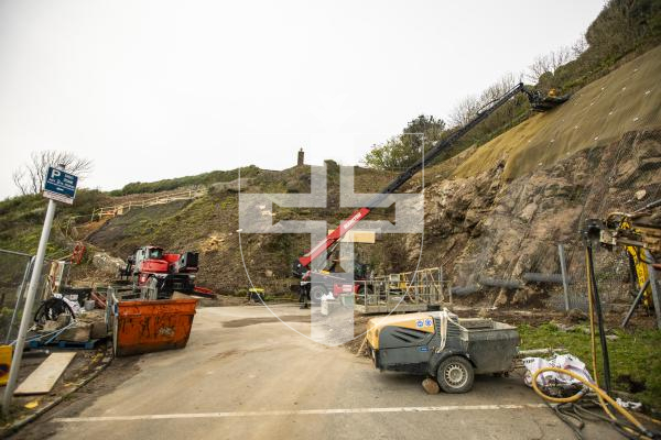 Picture by Sophie Rabey.  10-04-24.  Update on the repair works of Clarence Battery Steps and cliff face nearby.   Interview with Jon Greenfield - Managing Director of NSP Foundations and States Infrastructure Officer Marco Tersigni.
