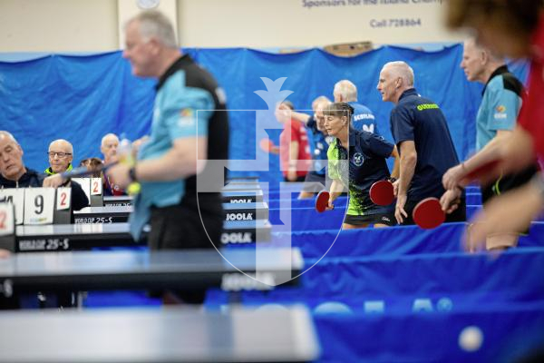 Picture by Peter Frankland. 13-09-24 Table Tennis - Veterans Home Nations 2024 Championships. Kay Chivers and Craig Dunning in the O60s v Jersey.