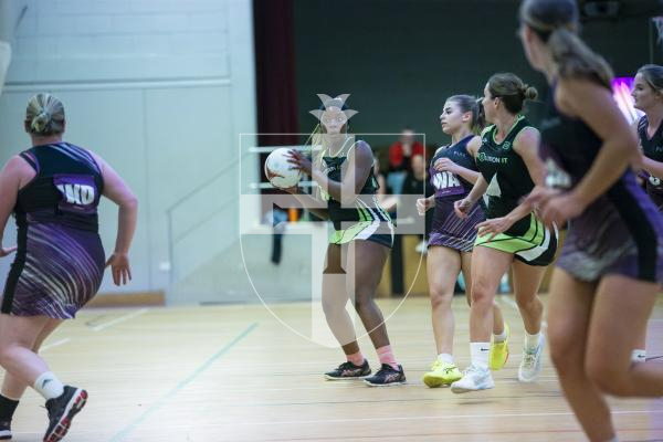 Picture by Peter Frankland. 18-09-24 Netball at Les Varendes. Rezzers Black v SNC Pula. HHYY