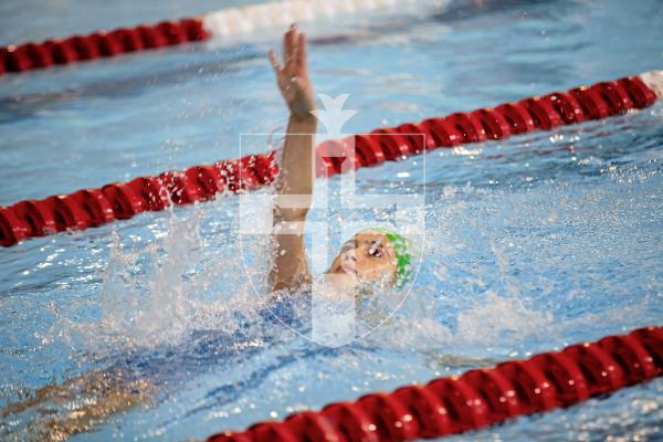 Picture by Sophie Rabey.  05-10-24.  GASA 100m Championships 2024 at St Sampsons High School.
Female 9 & Over 100SC Meter Backstroke.
Gabriella Oudhof.