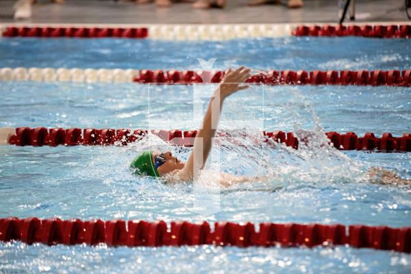 Picture by Sophie Rabey.  05-10-24.  GASA 100m Championships 2024 at St Sampsons High School.
Open/Male 9 & Over 100 SC Meter Backstroke.
Samuel Dunning.