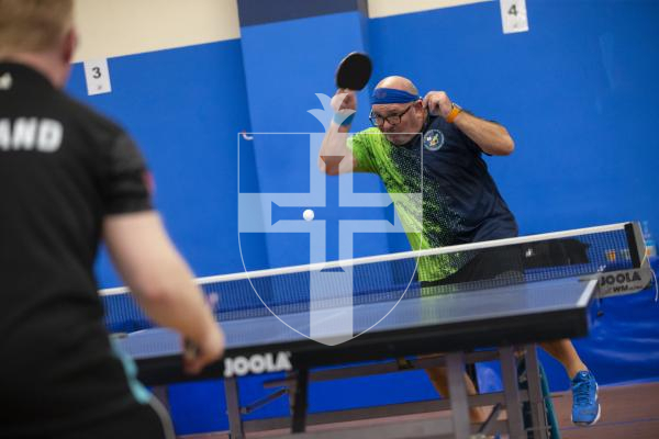 Picture by Peter Frankland. 13-09-24 Table Tennis - Veterans Home Nations 2024 Championships. Ian Le Page (O50s) v Ireland.