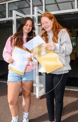 Photo by Andrew Le Poidevin, 21-08-2025. The 2025 GCSE Results collection at La Mare De Carteret High School. Amelie May Jehan, Hollie Archenoul.