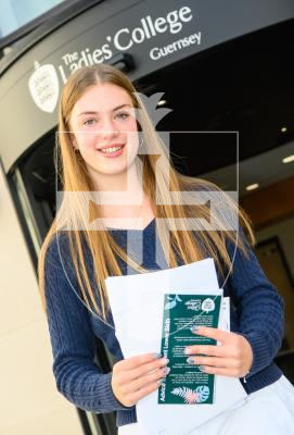 Photo by Andrew Le Poidevin, 21-08-2025. The 2025 GCSE Results collection at Ladies' College. Tara Kennedy.