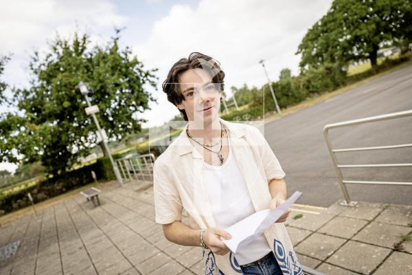 Sophie Rabey.  21-08-25.  GCSE results day.  Les Varendes High School.
Ben Tooley (16).