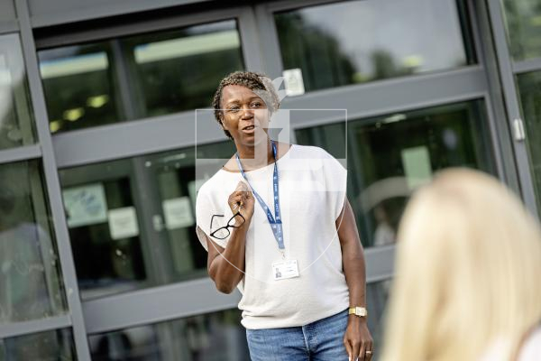 Sophie Rabey.  21-08-25.  GCSE results day.  Les Varendes High School.
The Principal of the High School section of Les Varendes High School, Verona Tomlin.