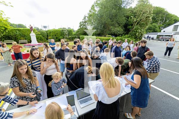 Picture by Peter Frankland. 21-08-25 GCSE results day 2025. Blanchelande College. Students picking up their results.