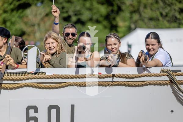Picture by Peter Frankland. 21-08-25 North Show 2025 Battle of Flowers. Liberation Day Cavalcade Floats. Landing Craft - Lesbirel and Bourgaize Families.
