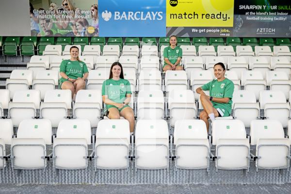 Picture by Sophie Rabey.  26-08-25.  GFC women training session at Victoria Park ahead of their game this weekend.  Interviews and training action.
L-R Donna Gallienne, Scarlett Kenneally, Aimee Ogier and Candice Bougourd.