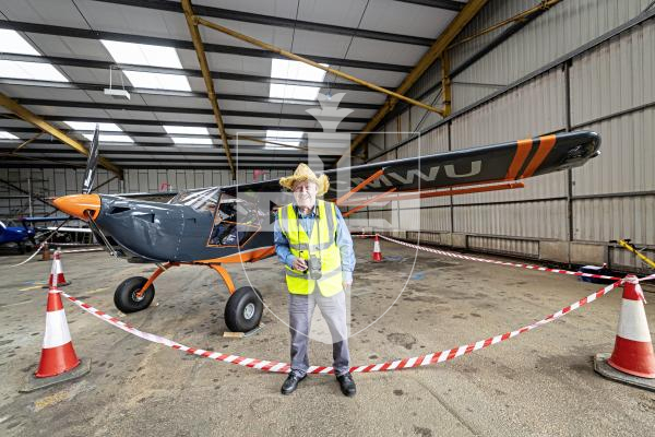 Picture by Sophie Rabey.  31-08-25.  Wings and Wheels event at Guernsey Areo Club.
Event organiser, Rob Le Page, infront of the Eurofox.