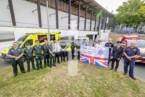 Picture by Sophie Rabey.  09-09-25.  A two minute silence was held at Beau Sejour with representatives from Bailiwick Law Enforcement, the Guernsey Fire & Rescue Service, St John Ambulance and Rescue Service, the Joint Emergency Services Control Centre, Guernsey Coastguard, Airport Fire Service, Guernsey Civil Protection, RNLI Lifeboat and Channel Islands Air Search, to mark Emergency Services Day or '999 Day'.