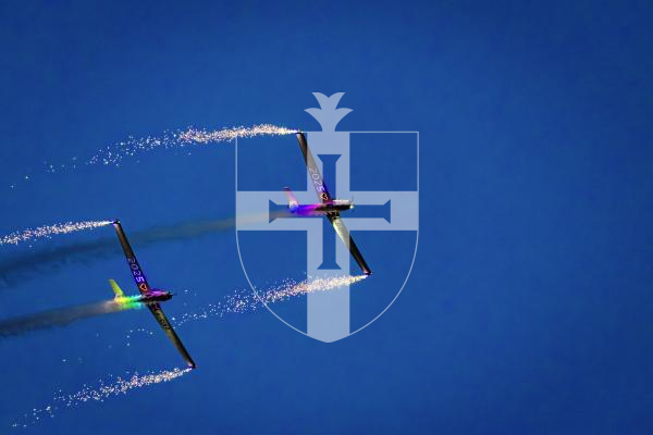 Picture by Peter Frankland. 09-09-25  Battle of Britain Air Display 2025. Air show. Airborne Pyrotechnics