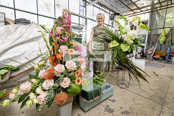 Picture by Sophie Rabey.  11-09-25.   Sharon Dower has been a florist since 17 and now runs a YouTube channel alongside to promote Floristry.  She is over in Guernsey to give a talk and demonstration to Guernsey Floral Design.