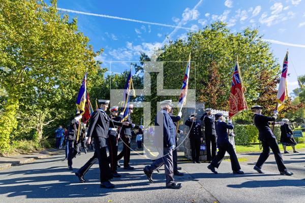 Picture by Peter Frankland. 28-09-25 HMS Charybdis and HMS Limbourne memorial service at Le Foulon Cemetery. The parade arrives.