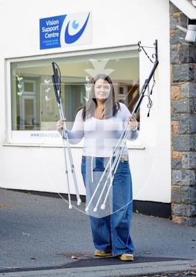 Picture by Peter Frankland. 08-10-25 Guernsey Blind Association are hoping to raise awareness of the white cane for the visually impaired and is holding a White Cane Walk around St Peter Port this weekend. Chantelle Tucker.