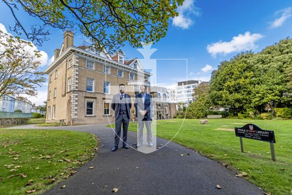 Picture by Peter Frankland. 08-10-25 L-R - John Deichler and Rick Booth are over from Guernsey County in Ohio and are planning on twinning the island with the county. They have been carrying out research at Guernsey Archives and the Priaulx Library.