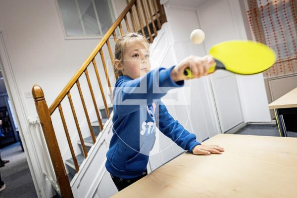 Picture by Sophie Rabey.  22-11-25.  Sport in the Library returns for the third year.  Guille-Alles Library and Guernsey Sports Commission teamed up to give the public the opportunity to try a range of sports for free.
Francesca McCarthy (6) playing table tennis.