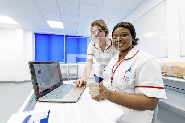 Picture by Peter Frankland. 21-11-25 TGI University Centre at the PEH. Students demonstrating some of the kit they have at the centre. L-R - Charlotte Fallaize and Maureen Joachim.