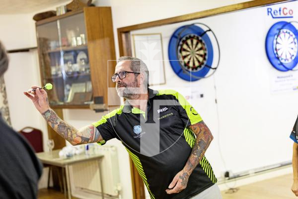 Picture by Sophie Rabey.  06-12-25.  Guernsey series of darts 2025 finals at RAF club.
Phil Martel.
