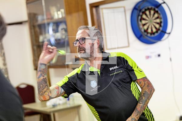 Picture by Sophie Rabey.  06-12-25.  Guernsey series of darts 2025 finals at RAF club.
Phil Martel.