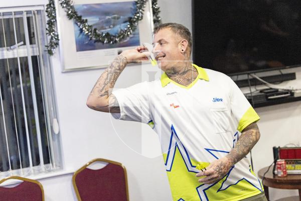 Picture by Sophie Rabey.  06-12-25.  Guernsey series of darts 2025 finals at RAF club.
Jason Allez.