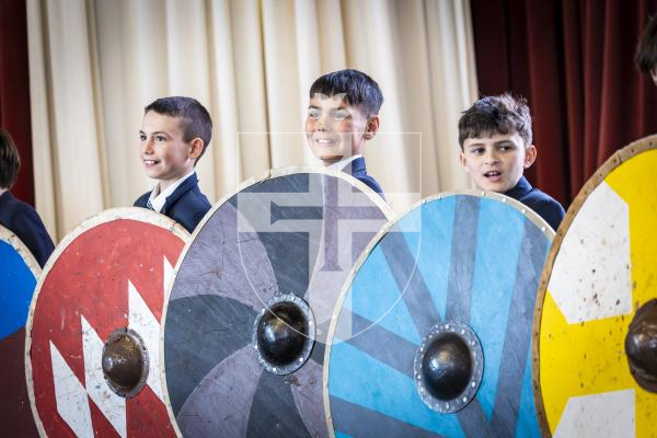 Picture by Peter Frankland. 16-03-26 Re-enactment group Tol Galen visiting Elizabeth College to show them medieval fighting techniques.