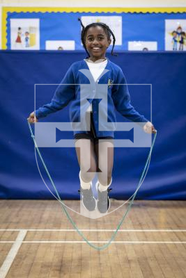 Picture by Peter Frankland. 13-03-26 Fund raising skip-a-thon at St Martin's School to raise funds for the Lihou House. Harper Elliot, 8.