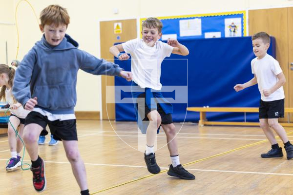 Picture by Peter Frankland. 13-03-26 Fund raising skip-a-thon at St Martin's School to raise funds for the Lihou House.