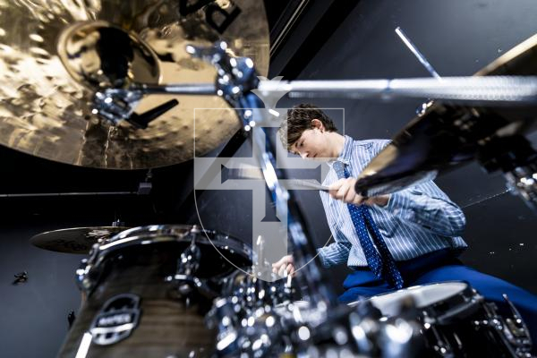 Picture by Peter Frankland. 13-03-26 Eoin Fleming has won trophies at the Eisteddfod for drumming and was mentioned specifically by the adjudicator as being a stand out performance.
