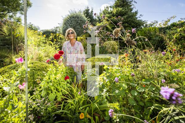 Picture by Sophie Rabey.  27-08-26.  Jacqui Williams in her garden that won first place in the Island Garden Competition.