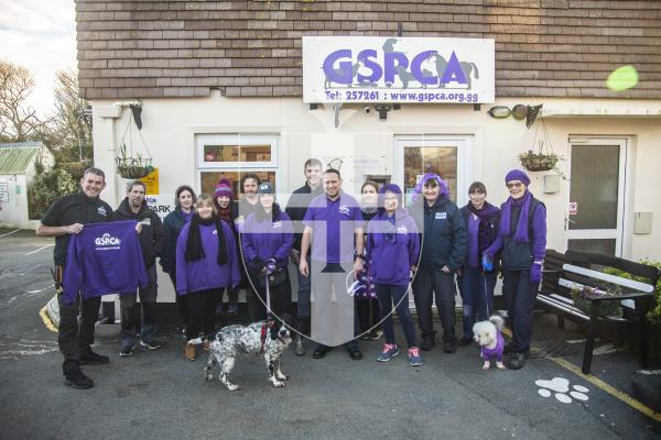Picture by Sophie Rabey.  19-01-24.   GSPCA are celebrating 'Purple Week' soon and their 150th Anniversary.  Staff pictured outside of main office building.