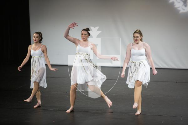 Picture by Sophie Rabey.  27-01-23.  Dance Festival 2023.  Thursday Evening.TRIOS & QUARTETS - THEATRE Under 20 (The Dorothy Webster Memorial Trophy with Trios & Quartets - Classical Under 20, Trios & Quartets - Under 9 and Trios & Quartets - Classical/Theatre Under 13)Holly Maubec, Holly Muirfield & Gabrielle Thompson - Zero to Hero.
