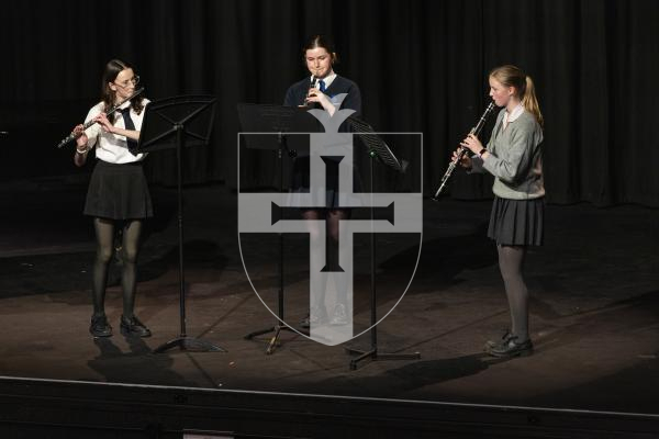 Picture by Sophie Rabey. 02–0326.  Guernsey Eisteddfod 2026 at Beau Sejour.  Monday 2nd Afternoon Session.
M084 - ORCHESTRAL WOODWIND DUO/TRIO/QUARTET 14 AND UNDER.
Erin Cullwick, Rosie White and Izzy Falla - A Shaker Tune.