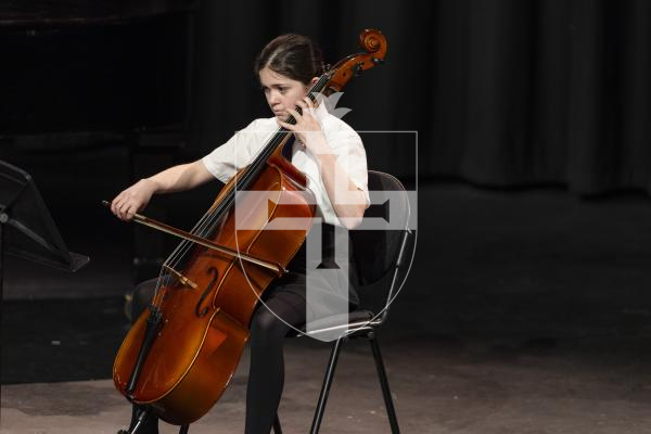 Picture by Sophie Rabey. 02–0326.  Guernsey Eisteddfod 2026 at Beau Sejour.  Monday 2nd Afternoon Session.
M054 - CELLO UNDER 14.
Evie Langlois - Song For Sue.