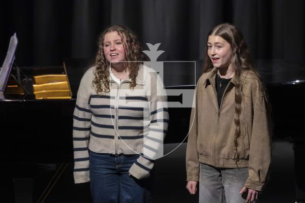 Picture by Peter Frankland. 06-03-26 Eisteddfod 2026 - Class M185 - Pop Song Duo/Trio/Quartet Under 15. Bea Wilson and Scarlett Stanford.