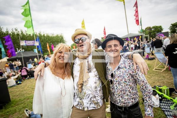 Picture by Sophie Rabey.  25-05-24.  Guernsey Together Festival 2024.
L-R Rachael Williams Yager, Julian Travers and Robin Travers enjoying the festival.