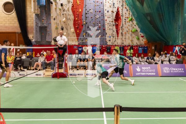 Picture by Sophie Rabey.  18-07-25.  ISLAND GAMES 2025 in Orkney.  
Badminton - Mens doubles final - Alex Tapp and David Trebert.