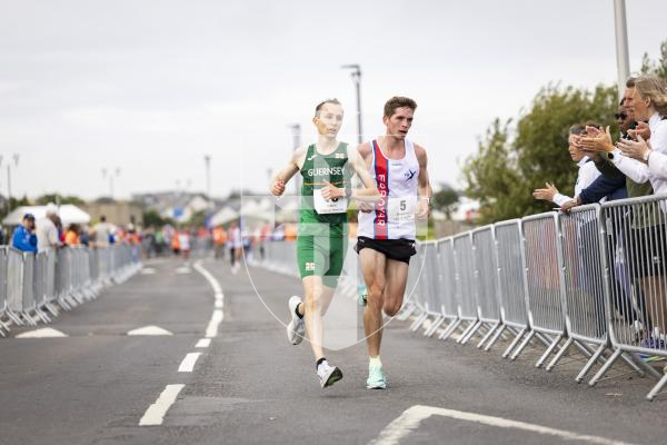 Picture by Sophie Rabey.  18-07-25.  ISLAND GAMES 2025 in Orkney.  
Mens Half Marathon.  Sammy Galpin, James Priest and Ethan Woodhead raced for Guernsey.